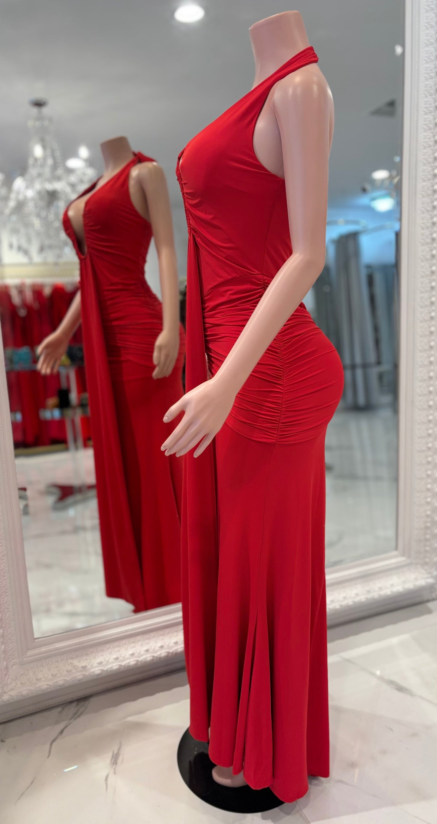 Yiyi Ruched Maxi Dress Red