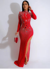 All About the Shine Rhinestones Maxi Dress Red
