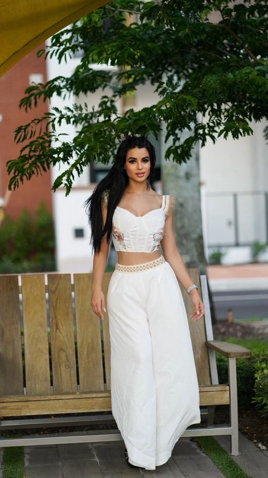 Not Playing Nice Pant Set White