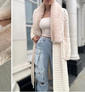 Forever Fur Knitted Coat Nude