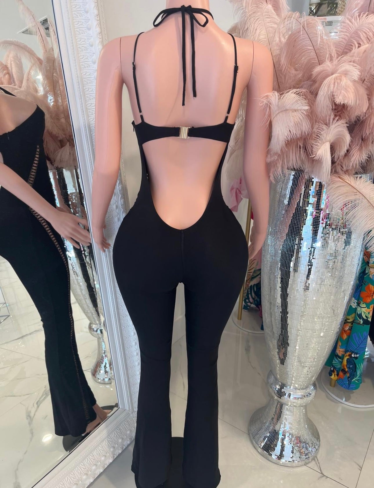 Ethereal Allure Mesh Jumpsuit Black