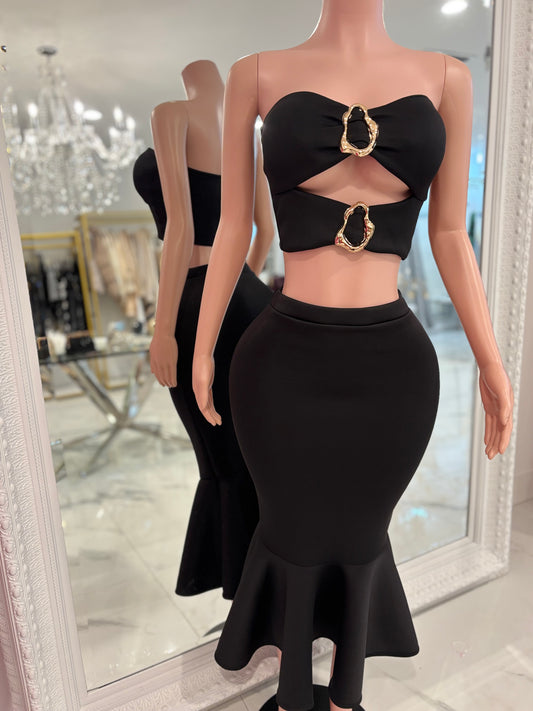 Be a Little Daring Skirt Set Black