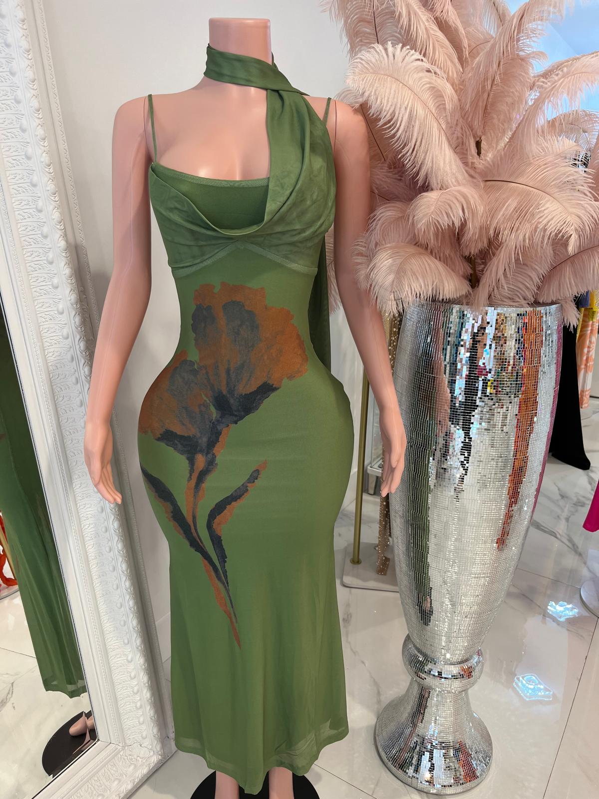 Miss Me Mesh Maxi Dress Green