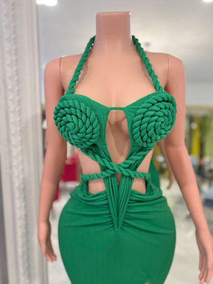 Venus Bound Ruched Maxi Dress green