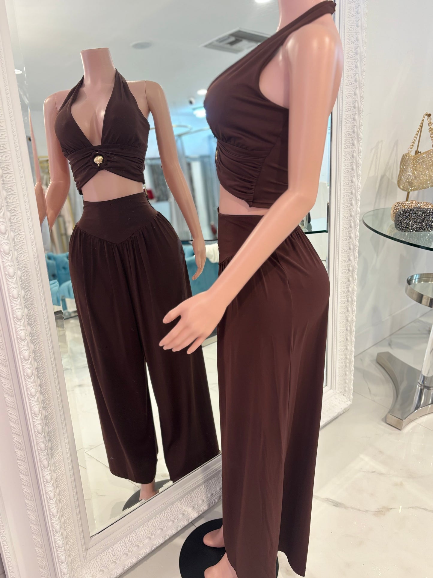 Loving Myself Pant Set Brown