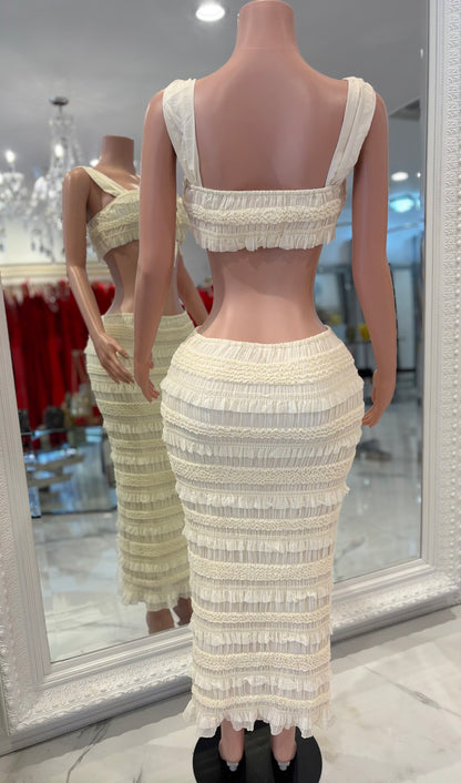 Dynasty Muse Ruched Skirt Set Nude