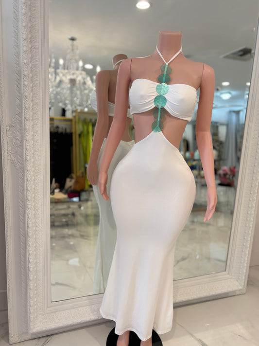 Siren Sands Ruched Maxi Dress White