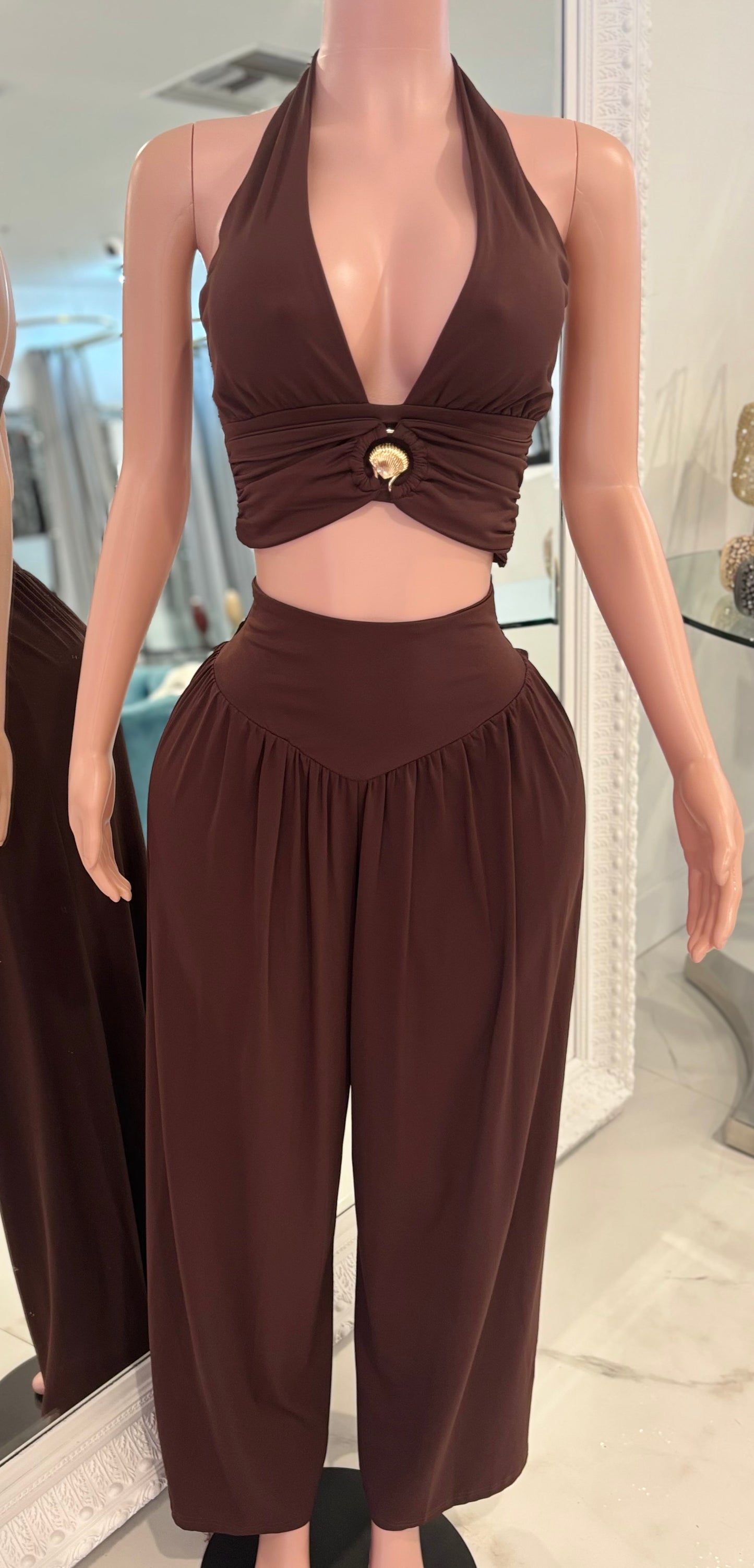 Loving Myself Pant Set Brown