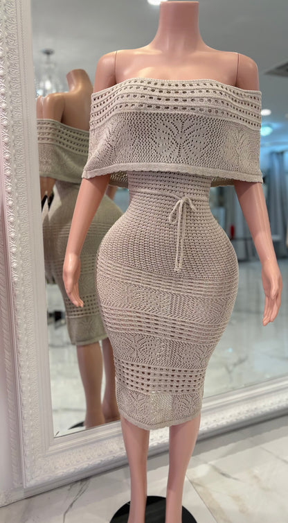 Letting It All Go Midi Dress Beige