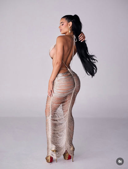 Goddess Tide Gown Shell Maxi Dress