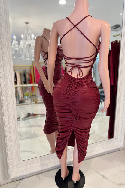 Let’s Get Risky Midi Dress Red