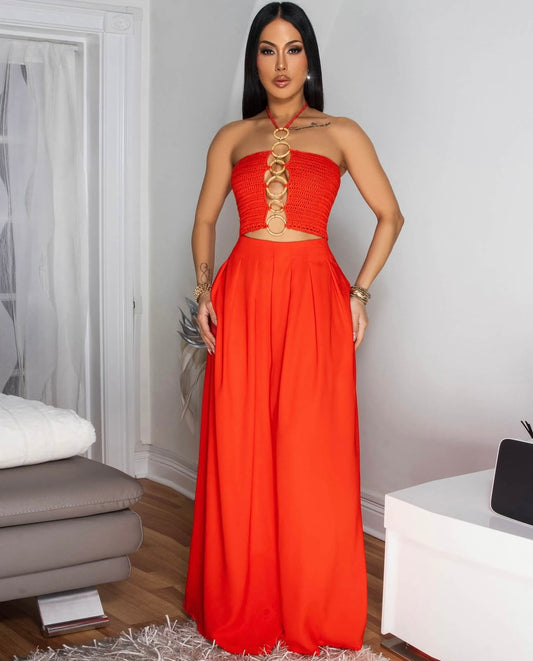 Chic Casual Chic Pants Set Orange