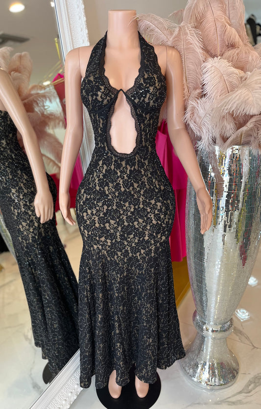 Mystic Lace Sequin Lace Maxi Dress Black