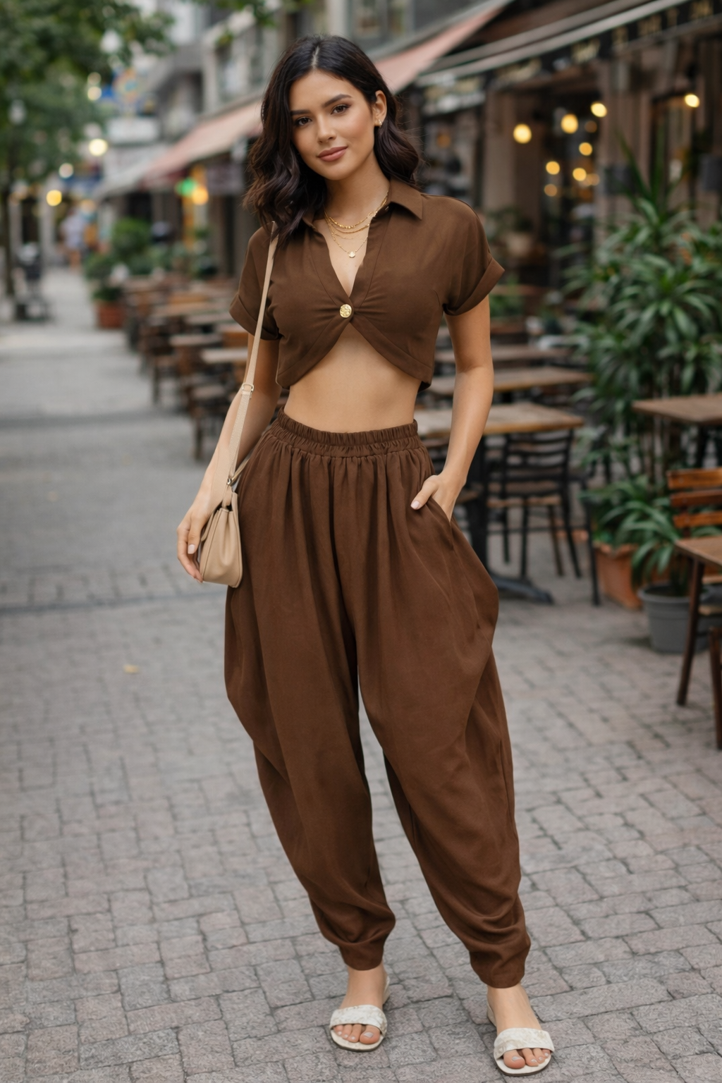 Don’t Even Bother Boy Pant Set Bronw