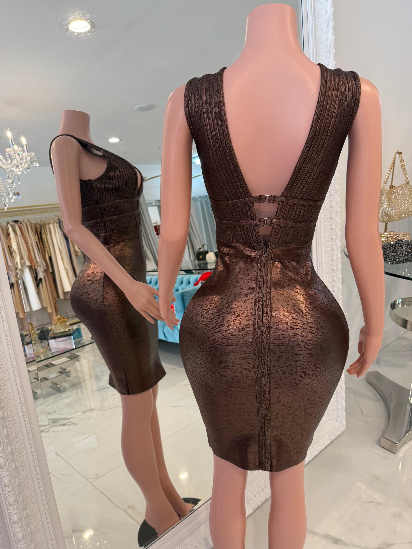 Let's Get Real Baby Midi Dress Brown