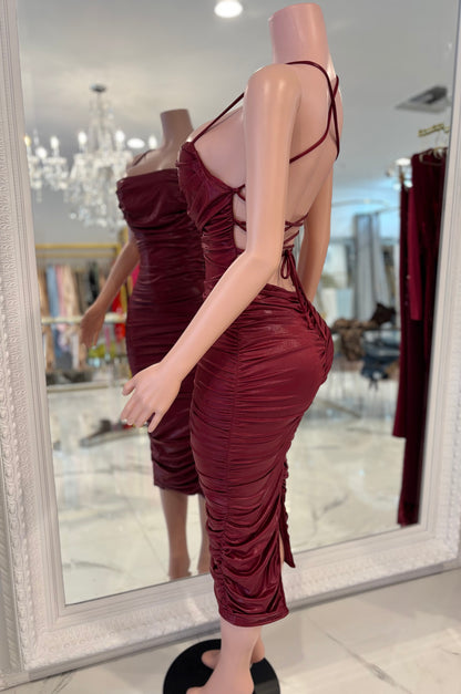 Let’s Get Risky Midi Dress Red