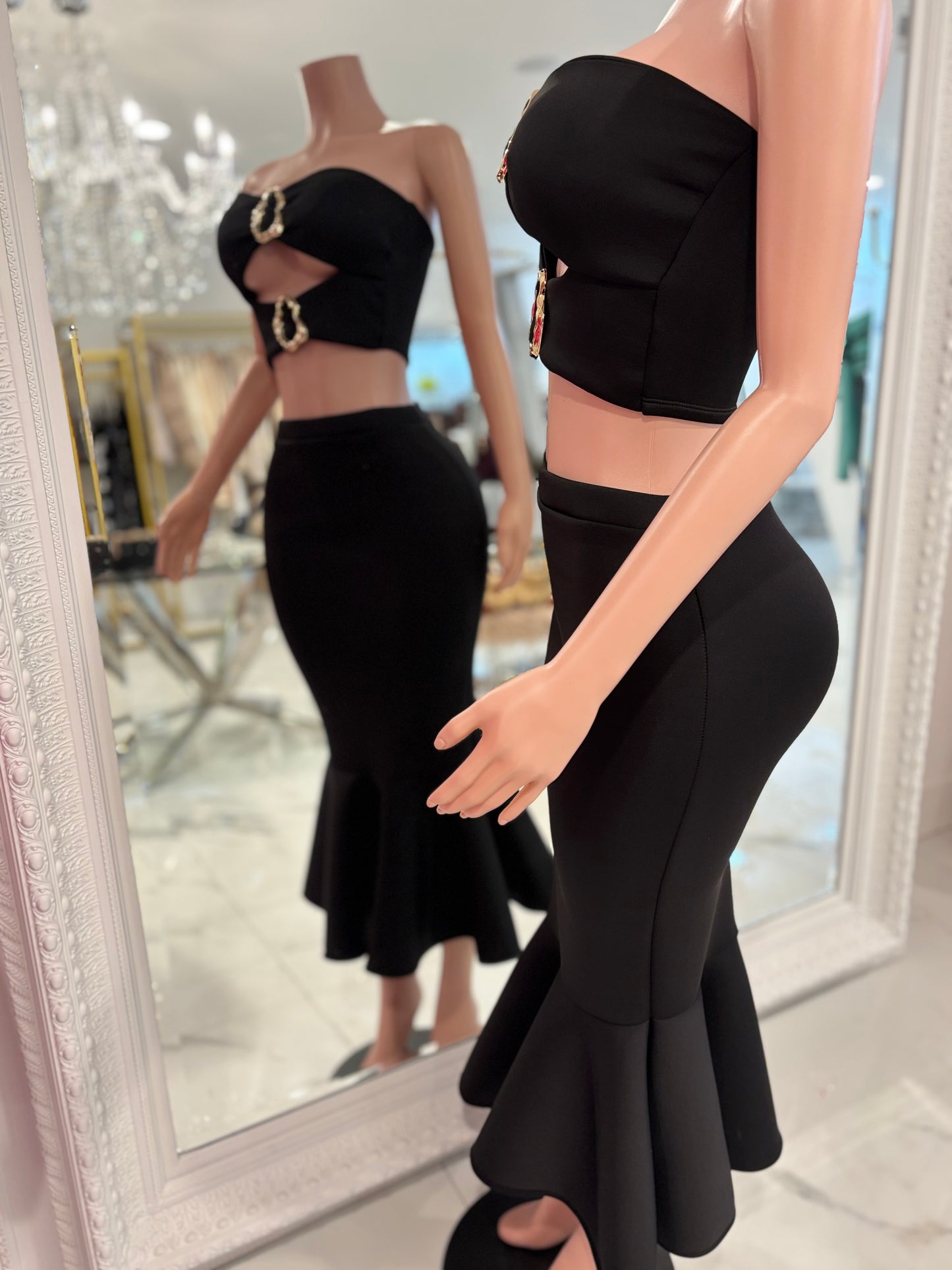 Be a Little Daring Skirt Set Black