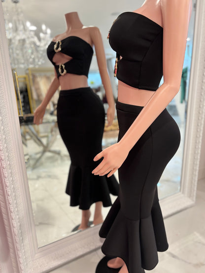 Be a Little Daring Skirt Set Black