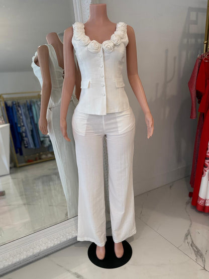 Floral Pant Set White