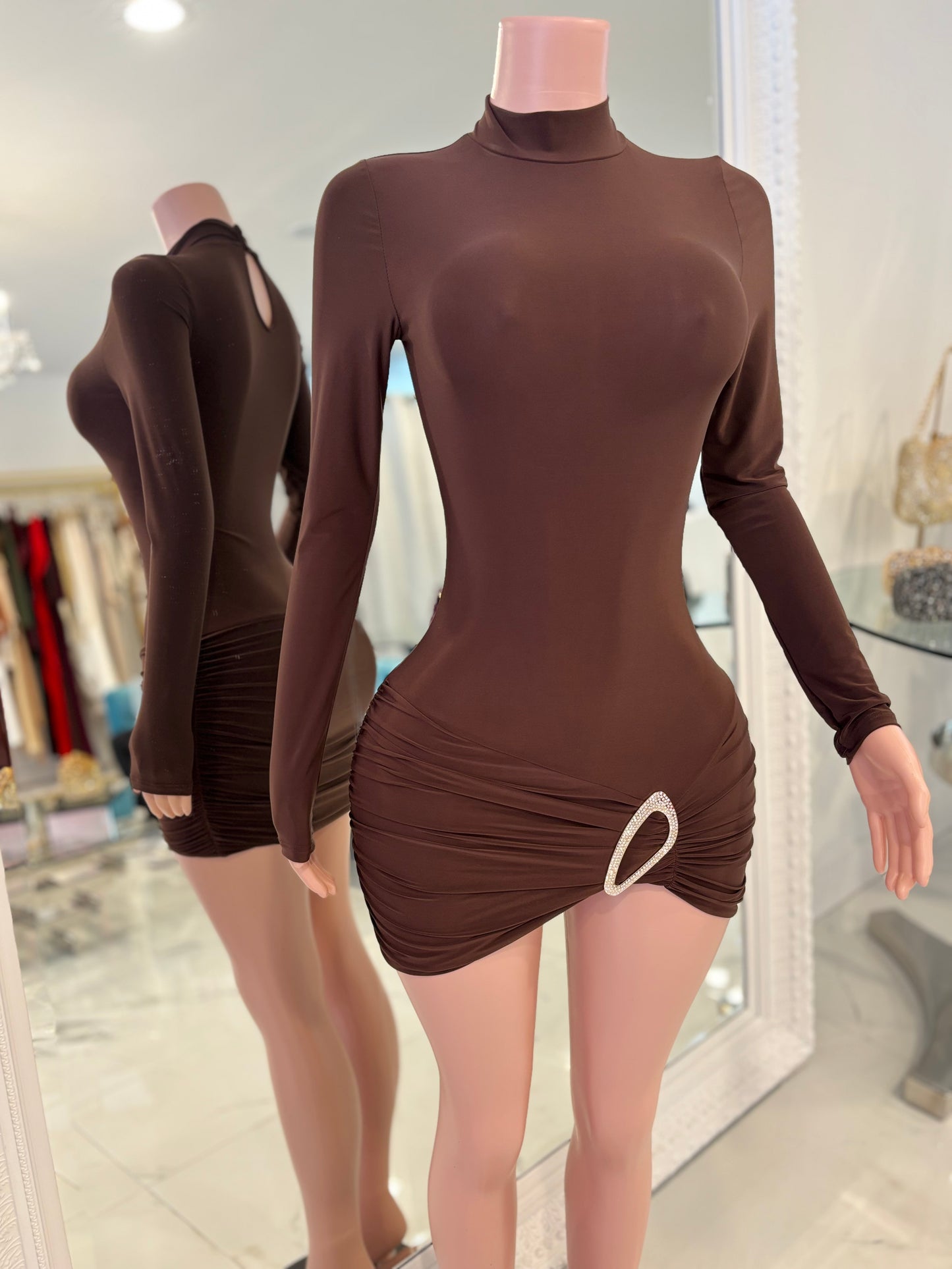Gorgeous Girl Mini Dress Brown