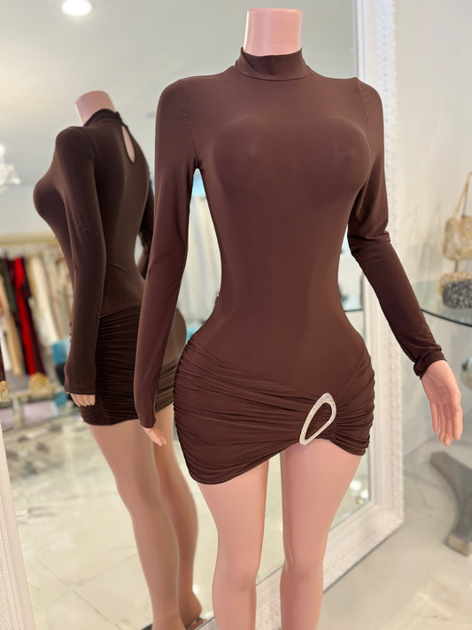 Gorgeous Girl Mini Dress Brown
