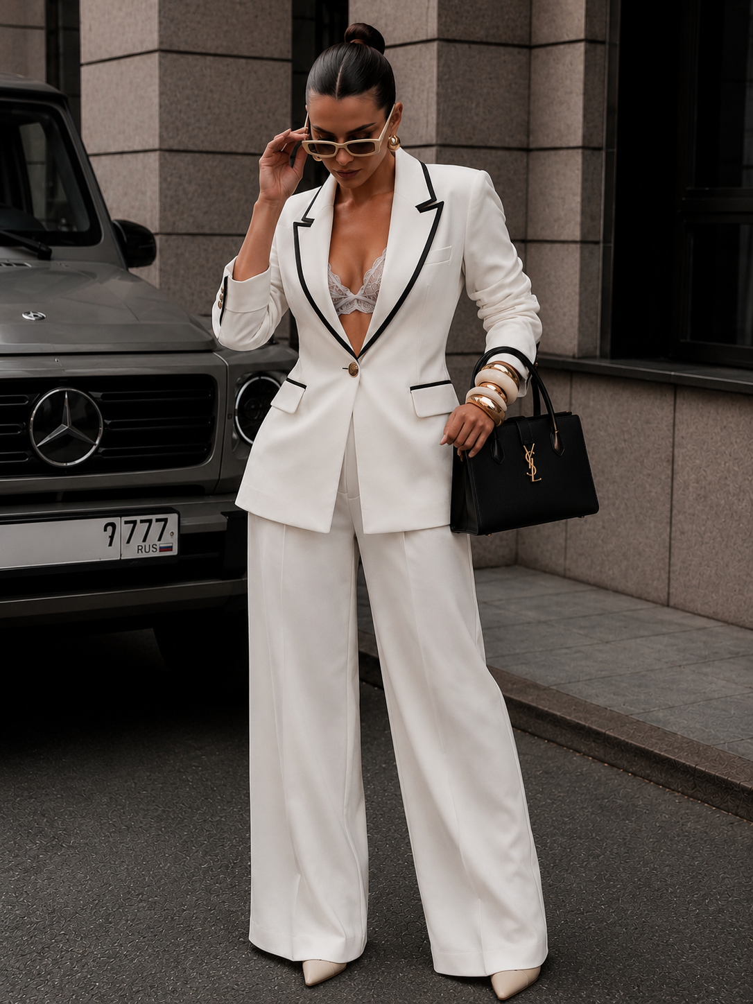 Delin Pants Set White