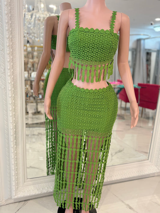 Tassel Tango Crochet Skirt Set