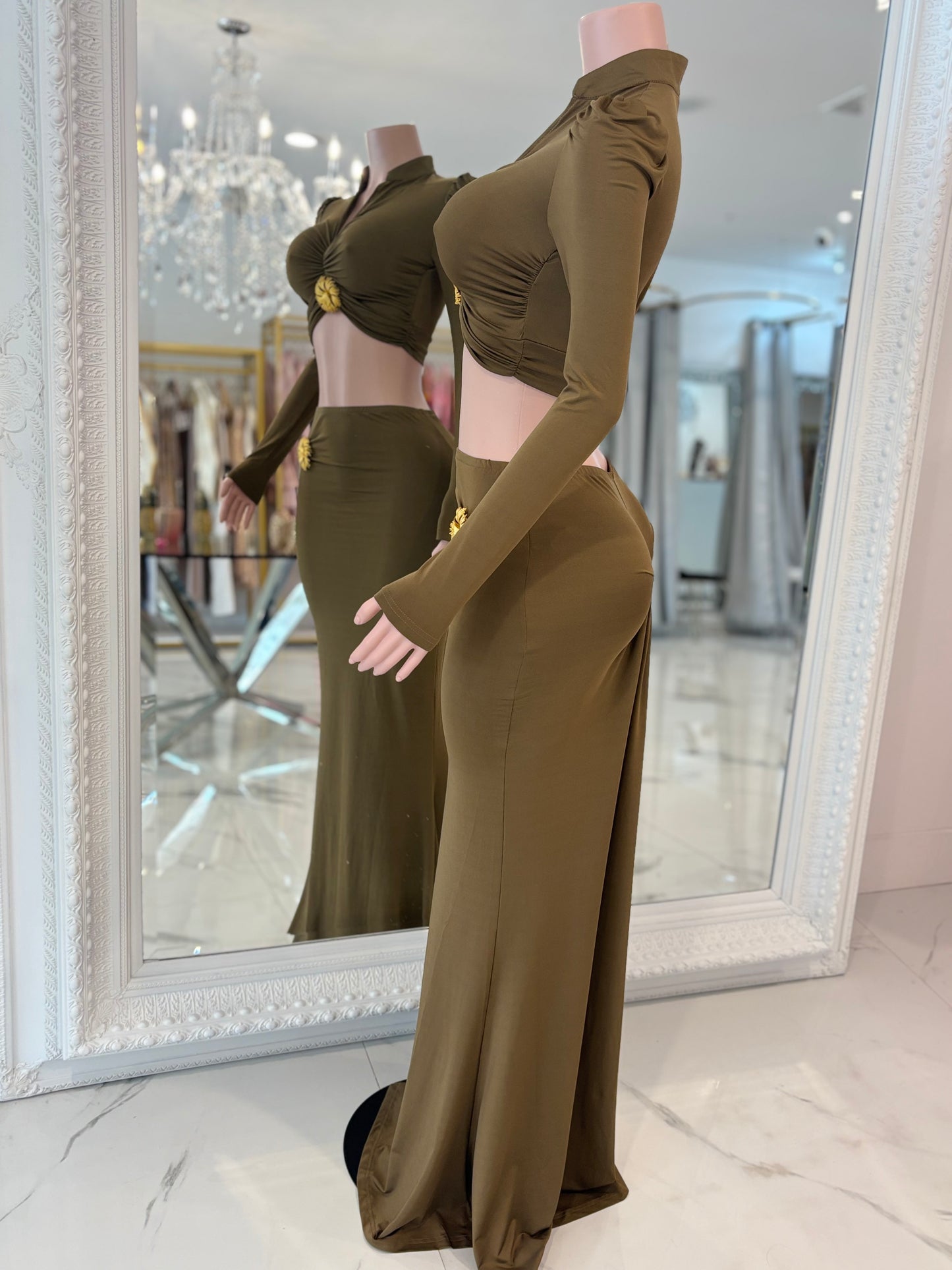 Look In My Eyes Skirt Set Green