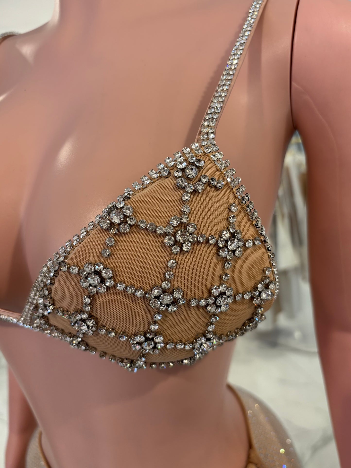 Lalo Rhinestone Skirt Set Nude