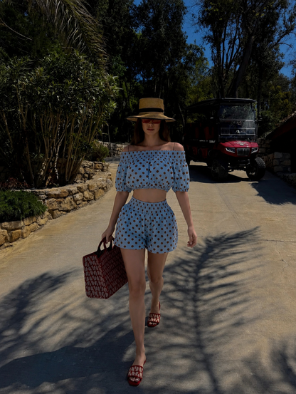Time For Just Me Shorts Set Blue