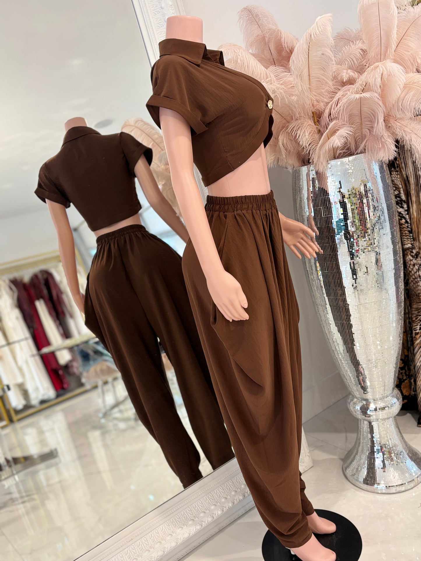 Don’t Even Bother Boy Pant Set Bronw