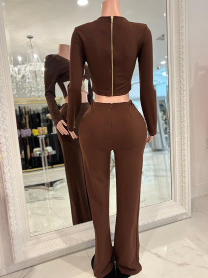 You Better Believe It Pant Set Brown