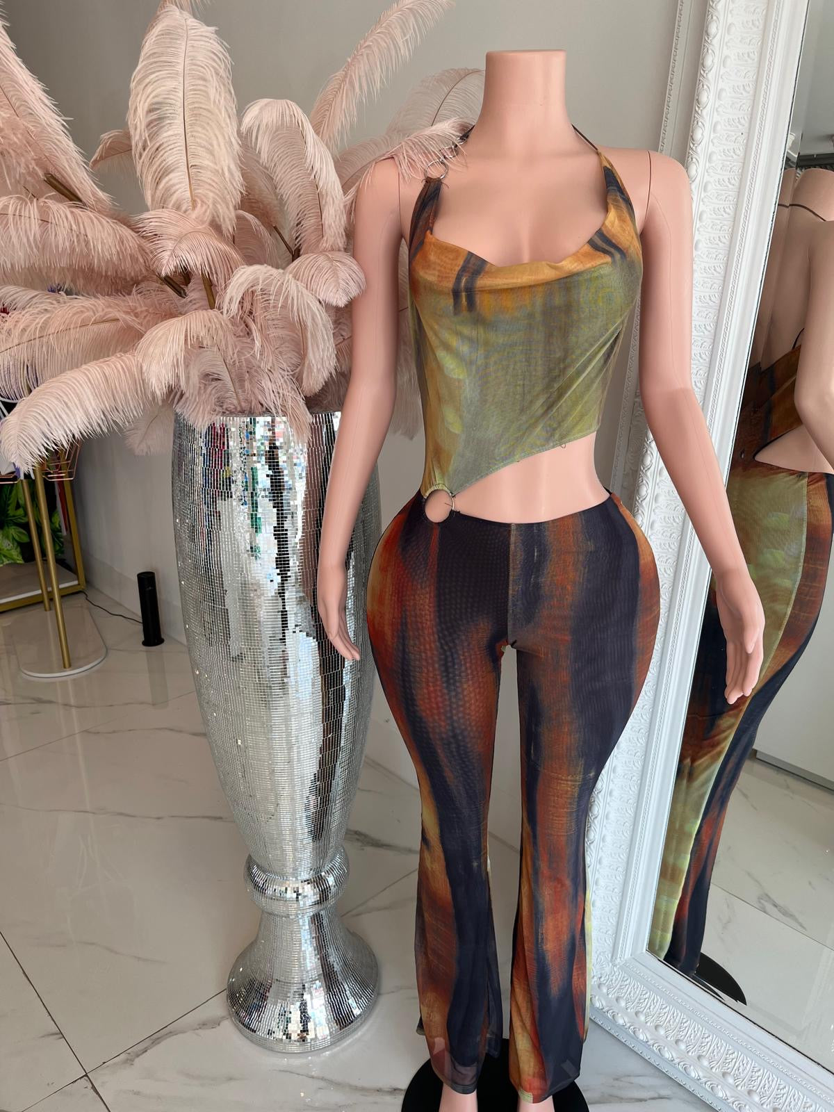 Sunset Mirage Mesh Jumpsuit Orange