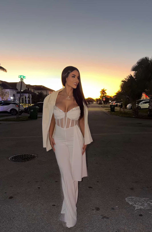 One Glance and Done Jumpsuit White