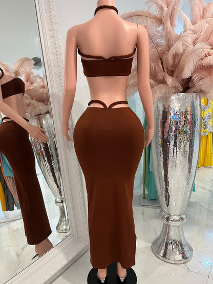 Bebe Skirt Set Brown
