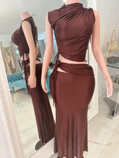 Come and Love Me Skirt Set Brown