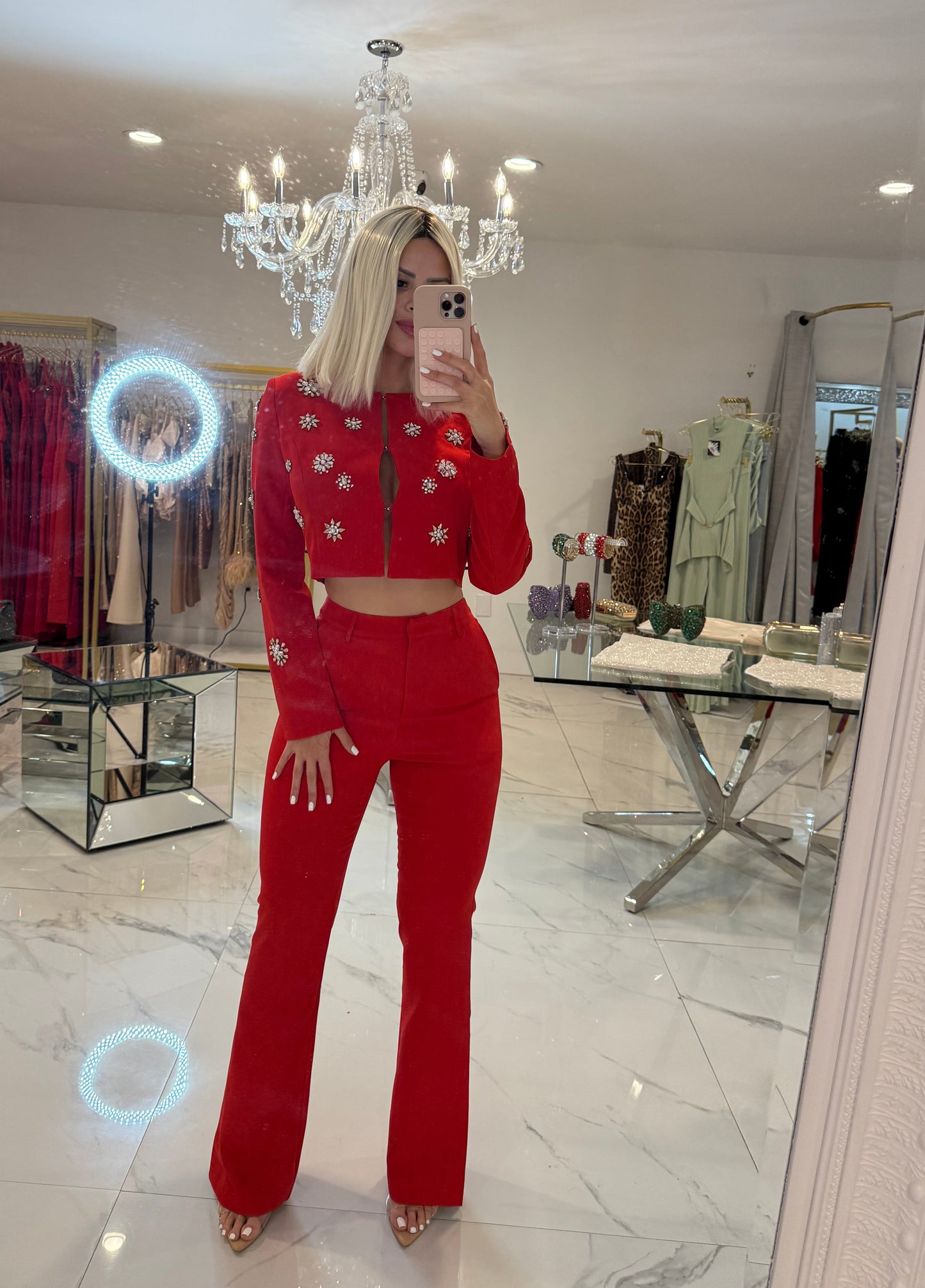 Shall I Start Pant Set Red