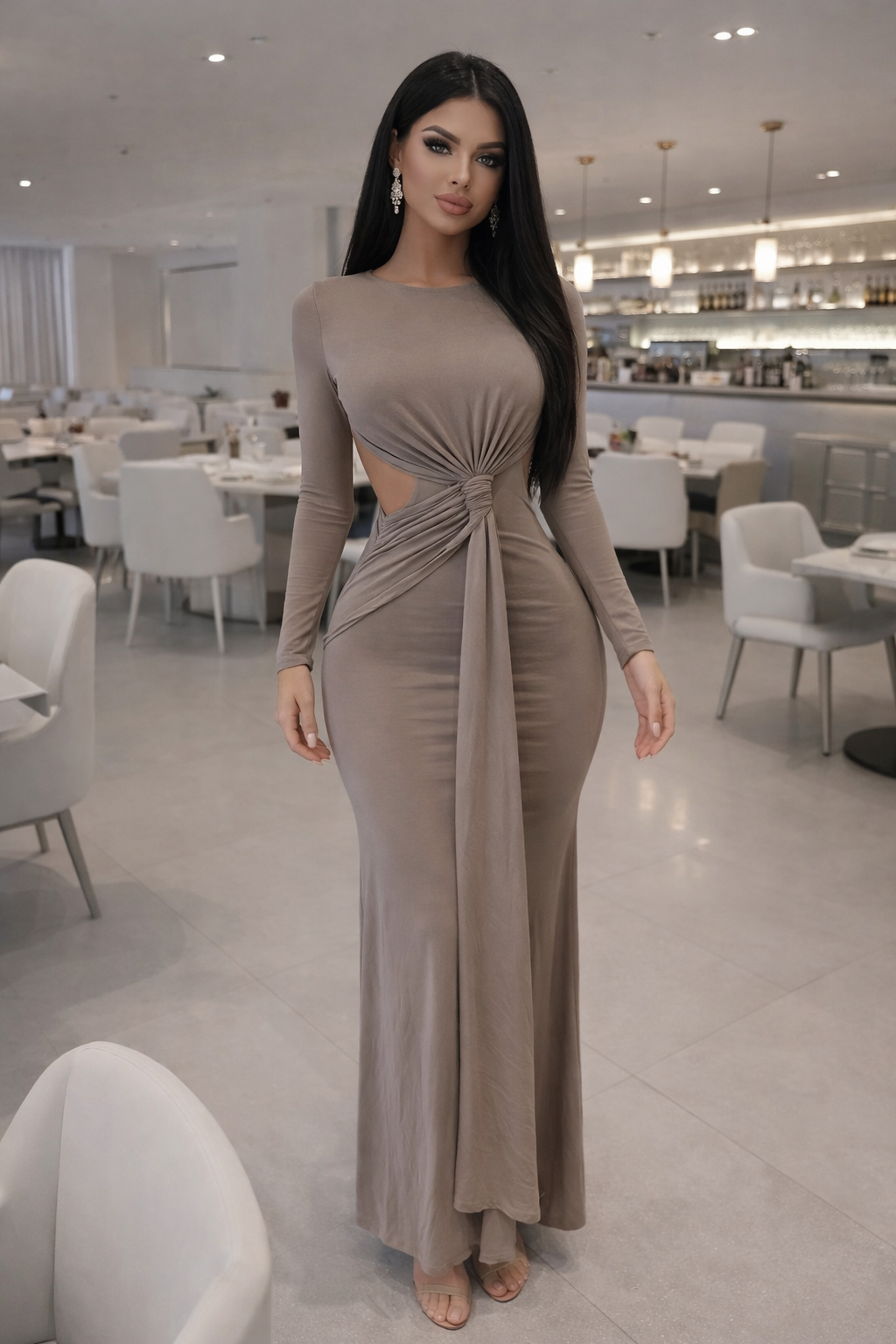 Sexy And Elegant Maxi Dress Beige