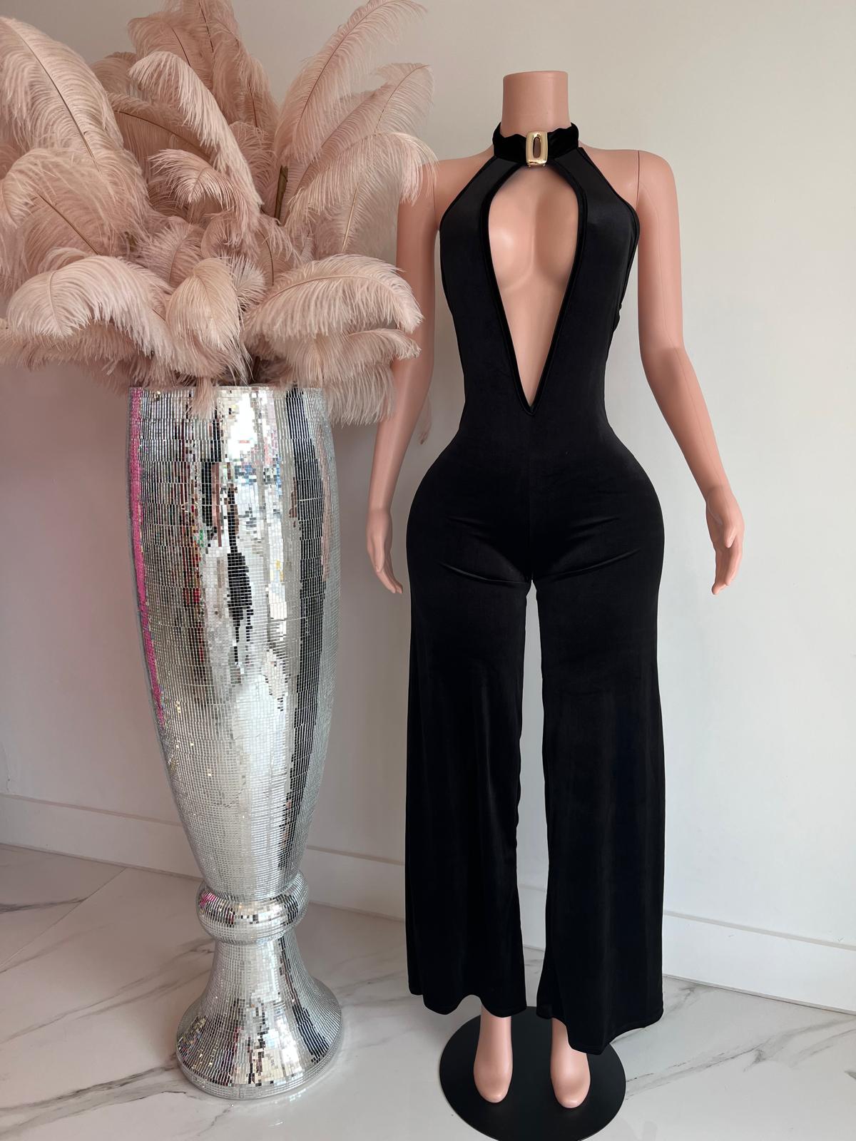 Velvet Jumpsuit Black