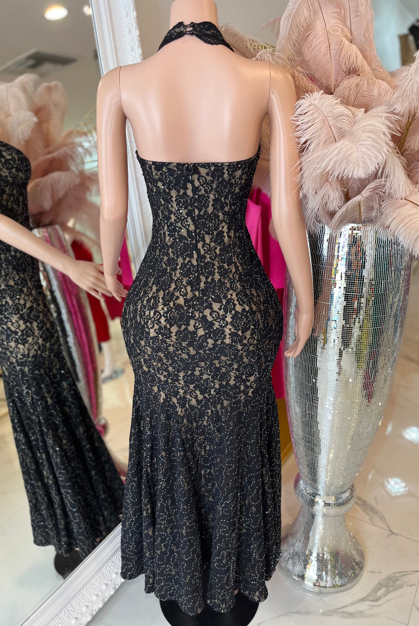 Mystic Lace Sequin Lace Maxi Dress Black