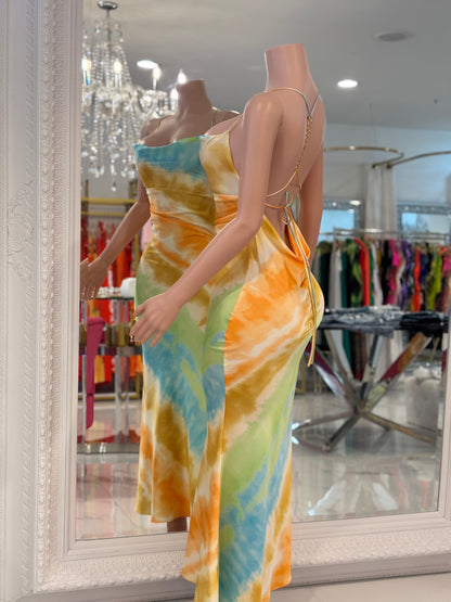 Drawn To You Satin Maxi Dress Orange