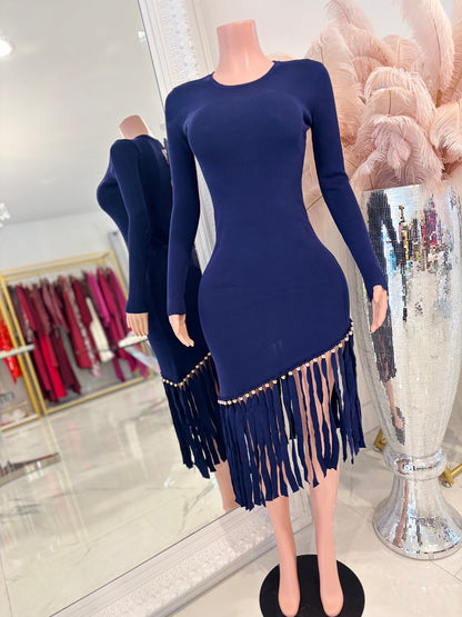Wanna Get Groovy Midi Dress Blue
