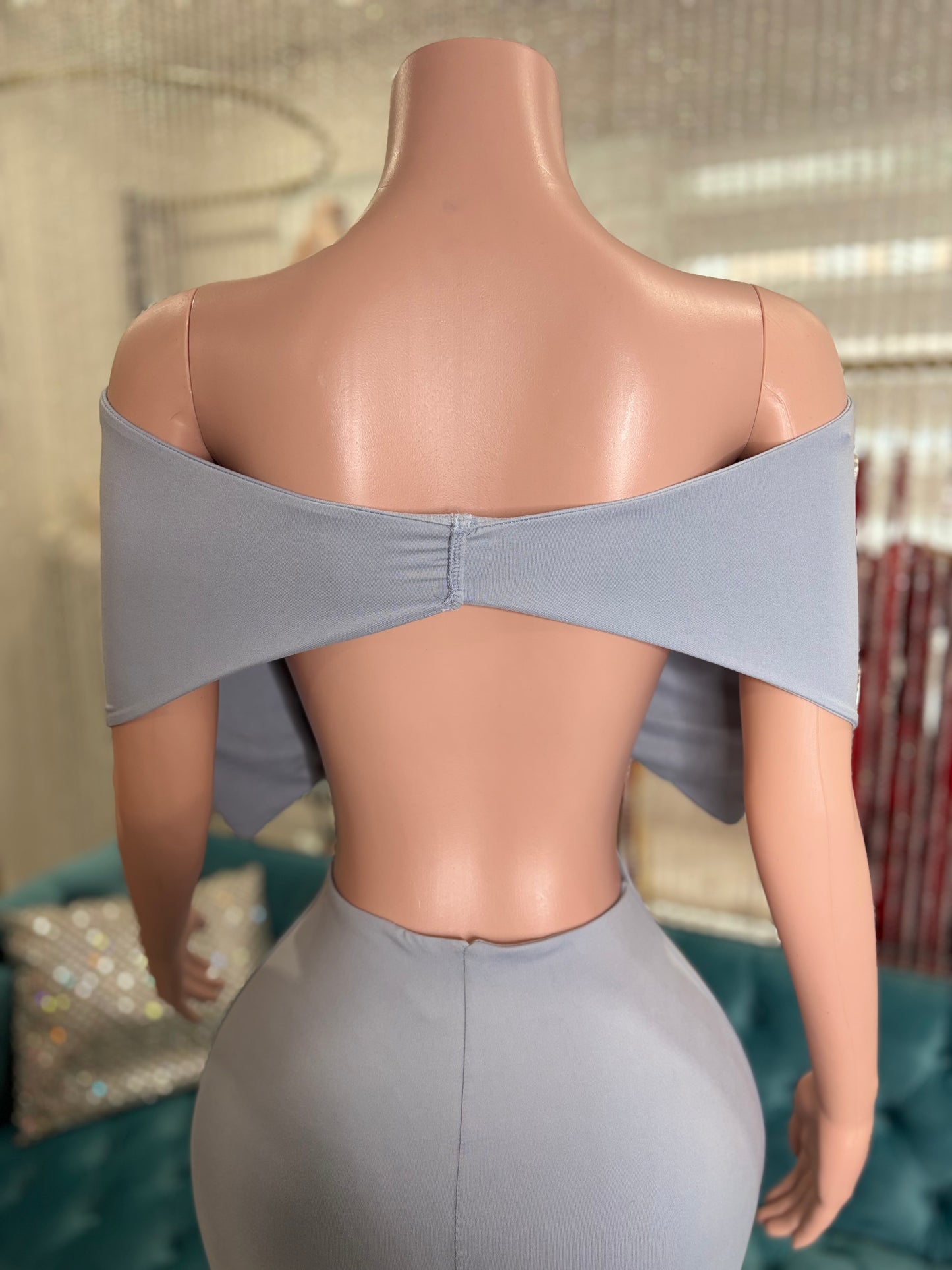 Moonlit Allure Ruched Maxi Dress Blue