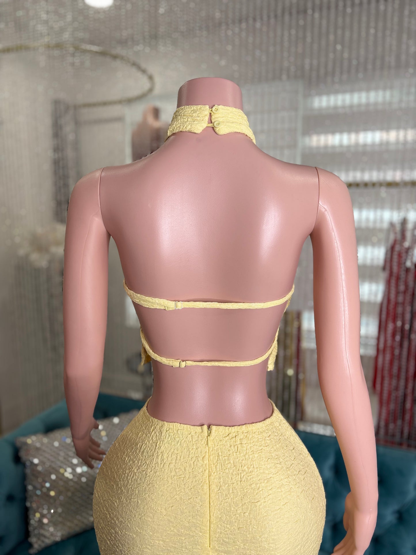 Crinkle Coast Skirt Set Yellow