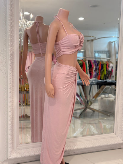 Wave Crasher Glitter Skirt Set Pink