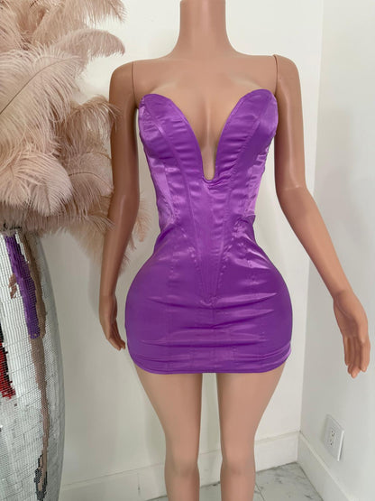 The Mirage Satin Mini Dress Purple