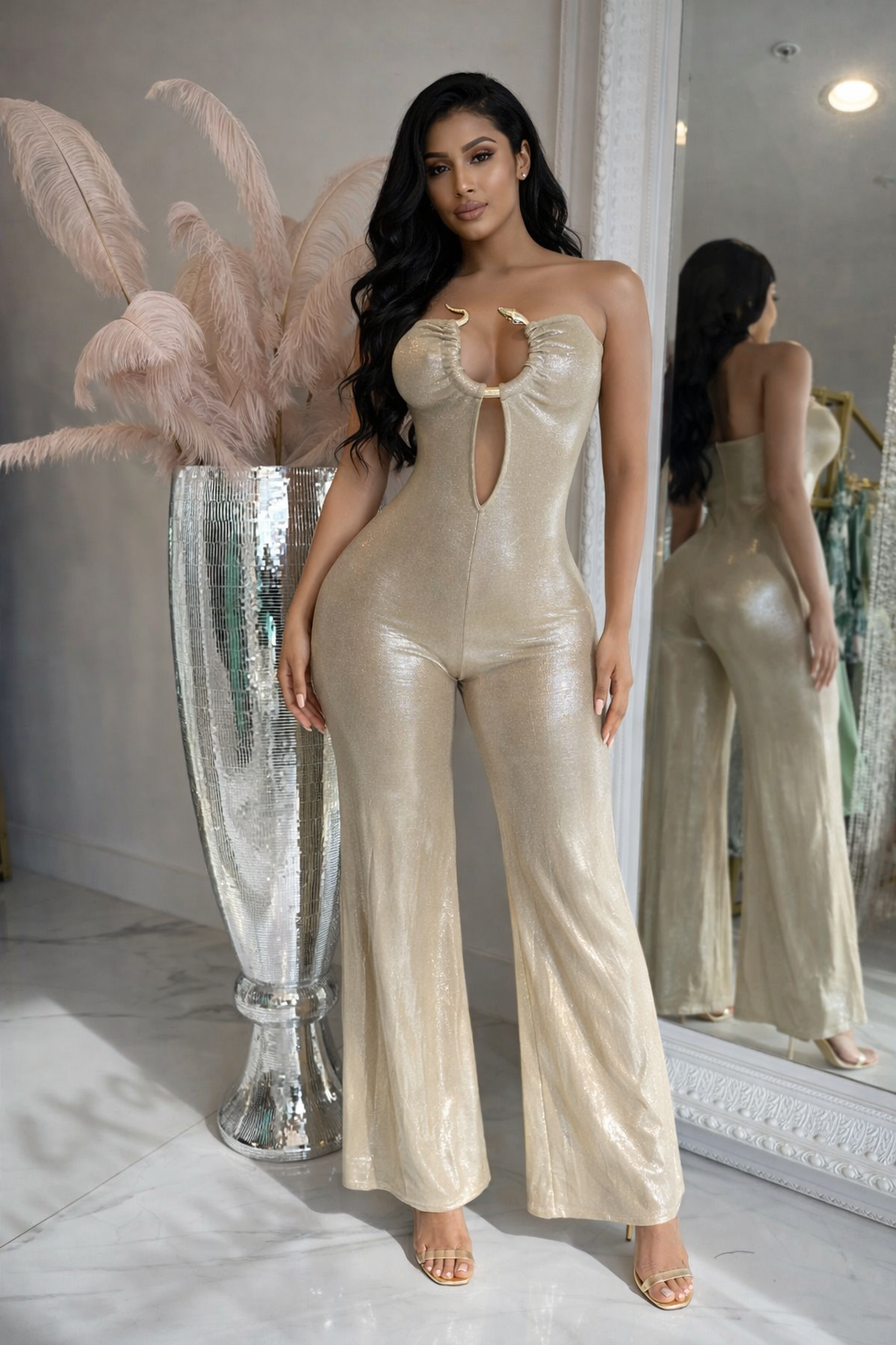 One Last Glitter Jumpsuit Gold