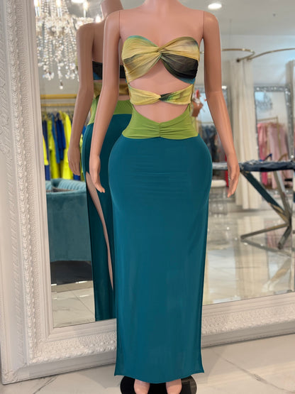 Tide Harmony Mesh Maxi Dress Blue