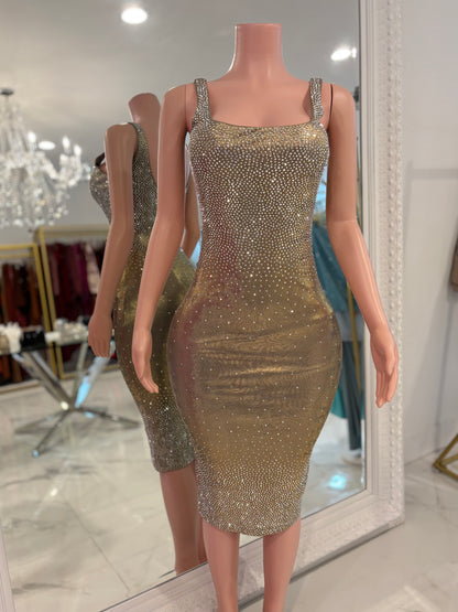 In The Golden Hour Midi Dress Gold