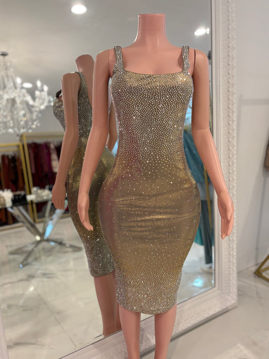 In The Golden Hour Midi Dress Gold